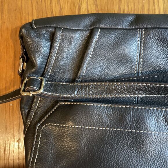Tignanello Black Shoulder Bag Purse Tumbled Leather - Picture 8 of 12